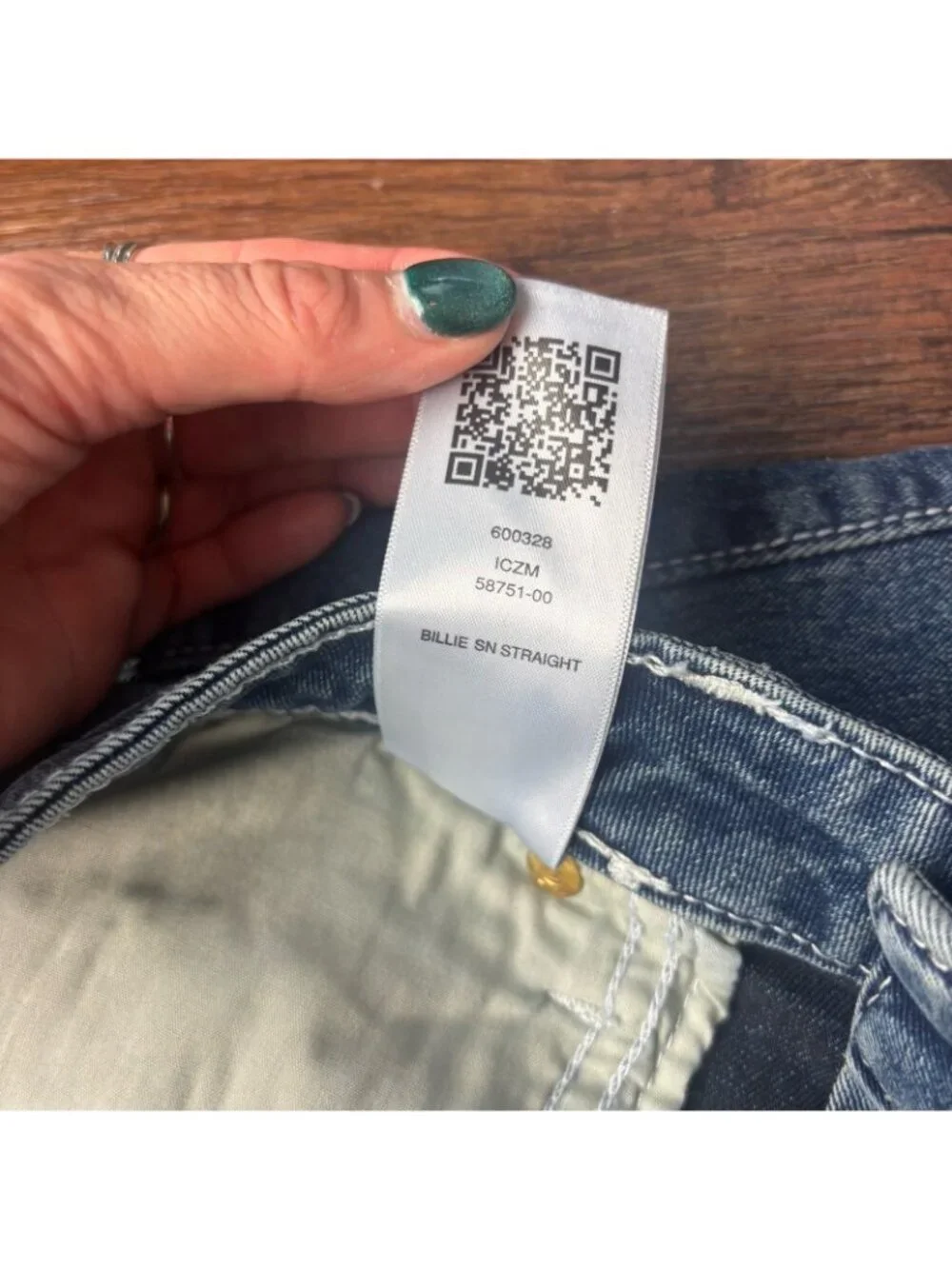 True Religion Billie Mid Rise Straight Jeans Distressed Medium Wash Size 34